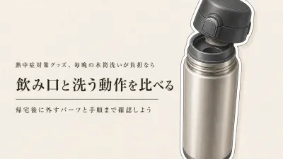 サーモス・タイガーの保冷水筒を比較｜飲み口・パーツの外しやすさ・持った感触を毎日洗う人向けに確認